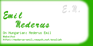 emil mederus business card